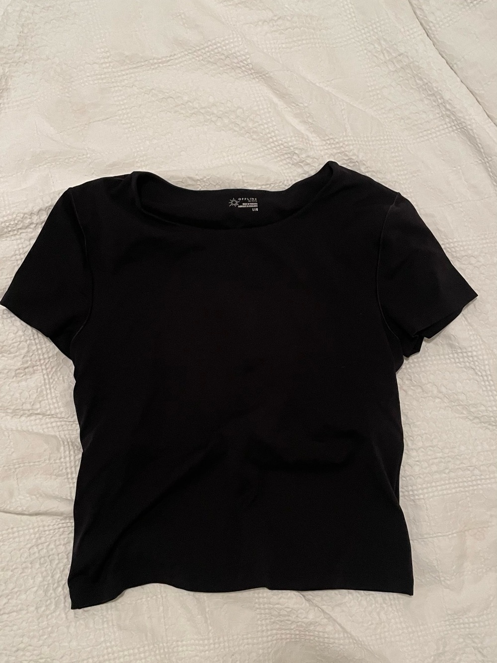 aerie Black Short Sleeve Crewneck Tee